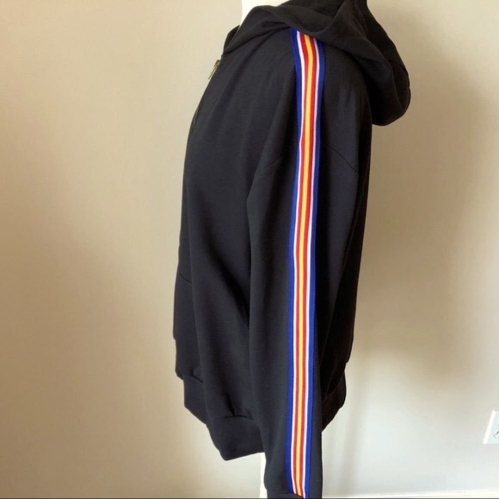 5/$25 Hoodie Black with Multi Stripe Arms Size 2X